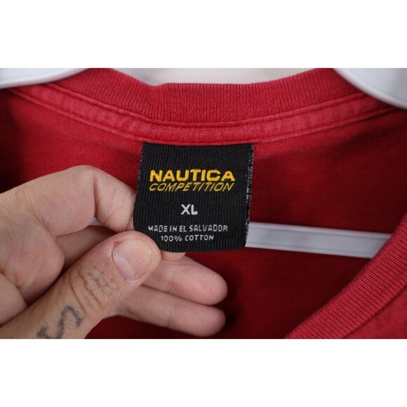 Vtg 90s Nautica Competition Mens XL Distressed Spell Out Short Sleeve T-Shirt - Picture 10 of 16